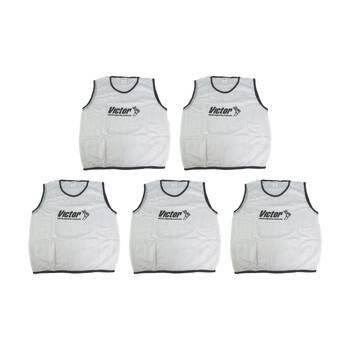 5PK Victor Sports Lightweight Mesh Fitness/Training Vest White Large