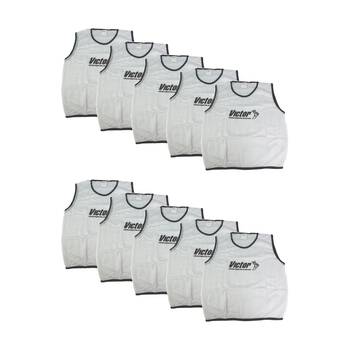 10PK Victor Sports Lightweight Mesh Fitness/Training Vest White Medium