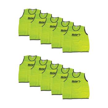 10PK Victor Sports Lightweight Mesh Fitness/Training Vest Yellow Large