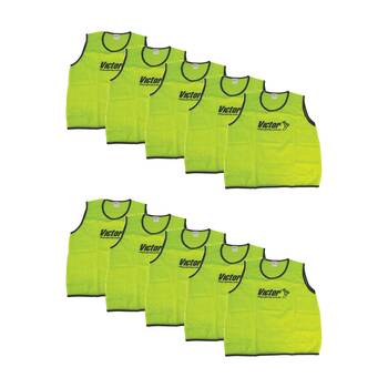 10PK Victor Sports Lightweight Mesh Fitness/Training Vest Yellow X-Large