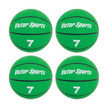 4PK Victor Sports Heavy Duty Durable Rubber Basketball Green Size 7