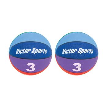 2PK Victor Sports Heavy Duty Durable Rubber Basketball Multi Colour Size 3