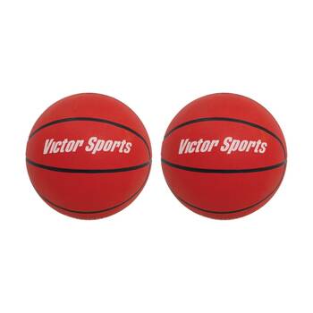 2PK Victor Sports Heavy Duty Durable Rubber Basketball Red Size 5