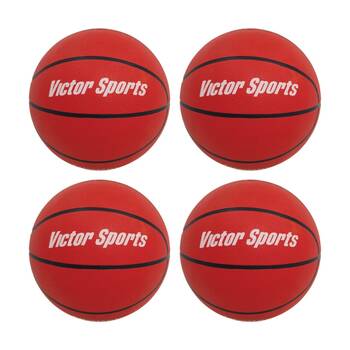 4PK Victor Sports Heavy Duty Durable Rubber Basketball Red Size 6