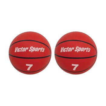 2PK Victor Sports Heavy Duty Durable Rubber Basketball Red Size 7
