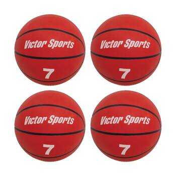 4PK Victor Sports Heavy Duty Durable Rubber Basketball Red Size 7