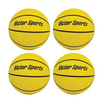 4PK Victor Sports Heavy Duty Durable Rubber Basketball Yellow Size 5