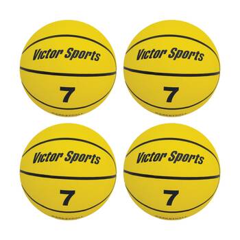 4PK Victor Sports Heavy Duty Durable Rubber Basketball Yellow Size 7