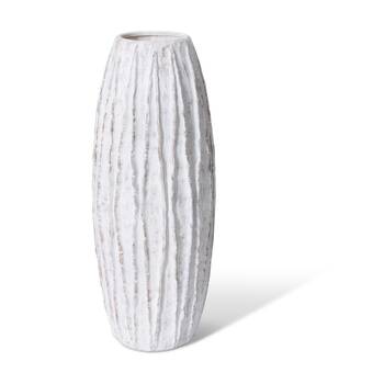 E Style Adelina Vase Ceramic Ribbed Texture Decor White/Brown 28x28x70cm