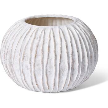 E Style Adelina Vase Ceramic Ribbed Texture Decor White/Brown 46x46x31cm