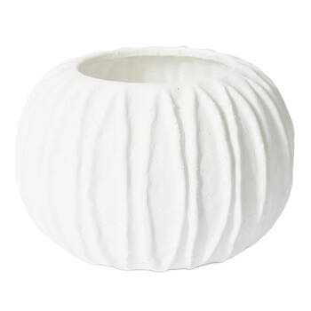 E Style Adelina Vase Ceramic Ribbed Texture Decor White 31x31x21cm