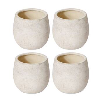 4PK E Style Olsen Pot Ceramic Elegant Decorative Vessel Cream 10x10x9cm