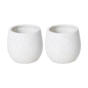 2PK E Style Olsen Pot Ceramic Elegant Decorative Vessel White 10x10x9cm