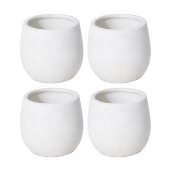 4PK E Style Olsen Pot Ceramic Elegant Decorative Vessel White 10x10x9cm