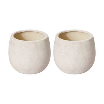 2PK E Style Olsen Pot Ceramic Stylish Decorative Piece Cream 14x14x12cm