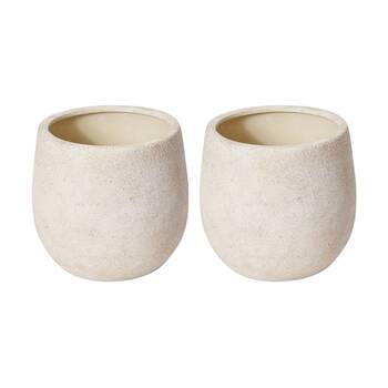 2PK E Style Olsen Pot Ceramic Vessel Stylish Home Decor Cream 16x16x15cm