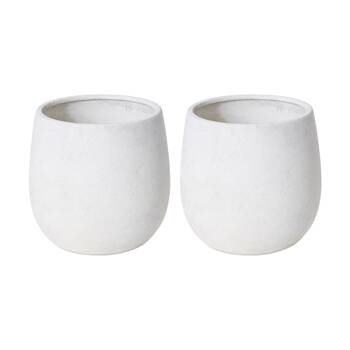 2PK E Style Olsen Pot Ceramic Vessel Stylish Home Decor White 21x21x19cm