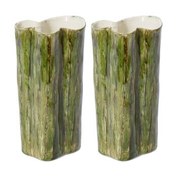 2PK E Style Kimani Tall Vase Ceramic Organic Home Decor Green 13x10x26cm