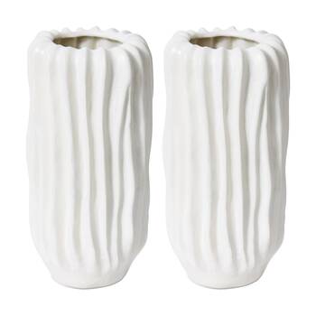 2PK E Style Alberto Tall Vase Ceramic Home Decor Accent Ivory 15x15x31cm