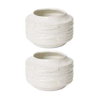 2PK E Style Ellema Pot Ceramic Minimalist Home Decor White 24x24x16cm
