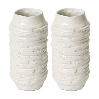 2PK E Style Ellema Vase Ceramic Minimalist Home Decor White 11x11x22cm