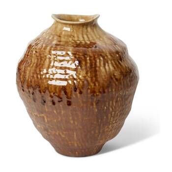 E Style Imara Vase Glazed Ceramic Decorative Vessel Rust 34x31x39cm