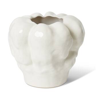 E Style Indusa Vase Glazed Organic Ceramic Decorative Vessel White 29x29x26cm