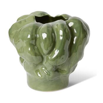 E Style Indusa Vase Glazed Organic Ceramic Decorative Vessel Green 35x34x31cm