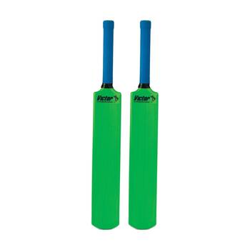2PK Victor Sports Plastic Cricket Bat Rubber Grip Size 2 Colour Green