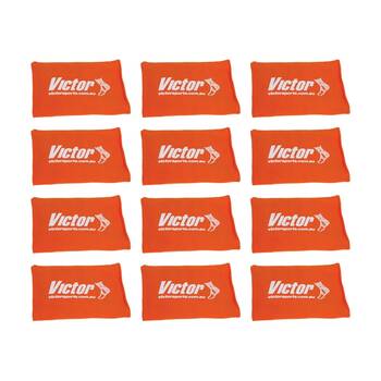 12PK Victor Bean Bag Solid Plastic Fill Educational Sport Orange 10x15cm