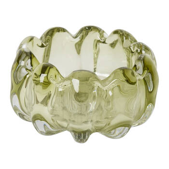 E Style Thandie Bowl Green Glass Wave-Like Form Green 20x20x10cm