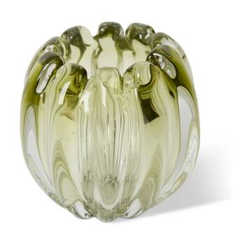 E Style Thandie Glass Vase Scalloped Edge Decor Vessel Green 19x19x17cm