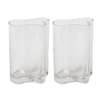 2PK E Style Paula Glass Vase Organic Modern Elegant Decor Clear 15x15x22cm