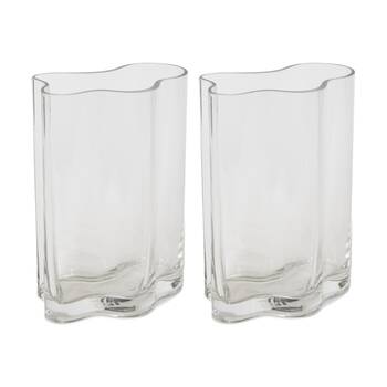 2PK E Style Paula Glass Vase Organic Modern Elegant Decor Clear 17x17x25cm