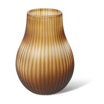 E Style Daniela Glass Vase Ribbed Texture Home Decor Brown 17x17x23cm