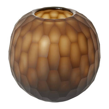 E Style Romina Glass Vase Honeycomb Textured Decor Brown 18x18x16cm