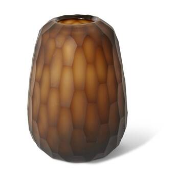 E Style Romina Glass Vase Honeycomb Textured Decor Brown 15x15x20cm
