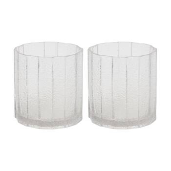 2PK E Style Samara Glass Vase Textured Finish Decorative Vessel Clear 15x15x15cm