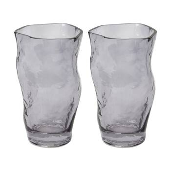 2PK E Style Delfina Glass Vase Organic Decorative Vessel Smoke 12x11x20cm