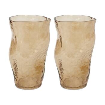 2PK E Style Delfina Glass Vase Organic Decorative Vessel Brown 15x14x25cm
