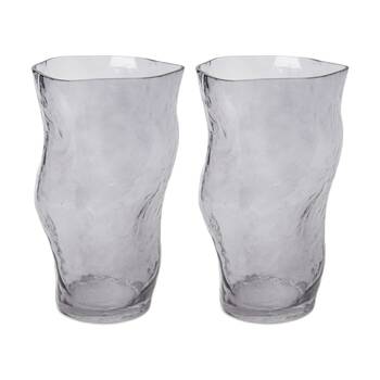 2PK E Style Delfina Glass Vase Organic Decorative Vessel Smoke 15x14x25cm