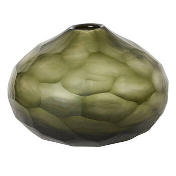 E Style Kimoni Glass Vase Faceted Modern Decorative Piece Green 19x19x13cm