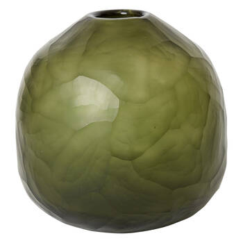 E Style Kimoni Glass Vase Faceted Modern Decorative Piece Green 19x19x17cm