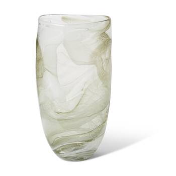 E Style Dalila Glass Vase Modern Textured Swirl Decor Green 20x15x38cm