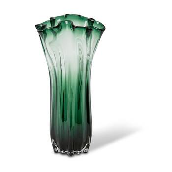 E Style Timberly Glass Vase Fluted Design Luxury Decor Green 20x20x40cm