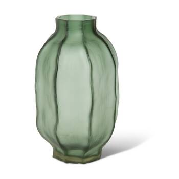 E Style Rotimi Glass Vase Textured Elegant Decor Piece Green 25x25x45cm