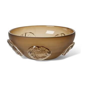 E Style Rafiki Glass Bowl Organic Textured Home Decor Dish Brown 32x32x13cm