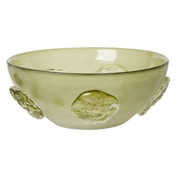 E Style Rafiki Glass Bowl Organic Textured Home Decor Dish Green 32x32x13cm