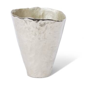 E Style Kahari Vase Aluminium Contemporary Decorative Vessel Nickel 23x18x28cm
