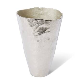 E Style Kahari Vase Aluminium Contemporary Decorative Vessel Nickel 26x20x38cm